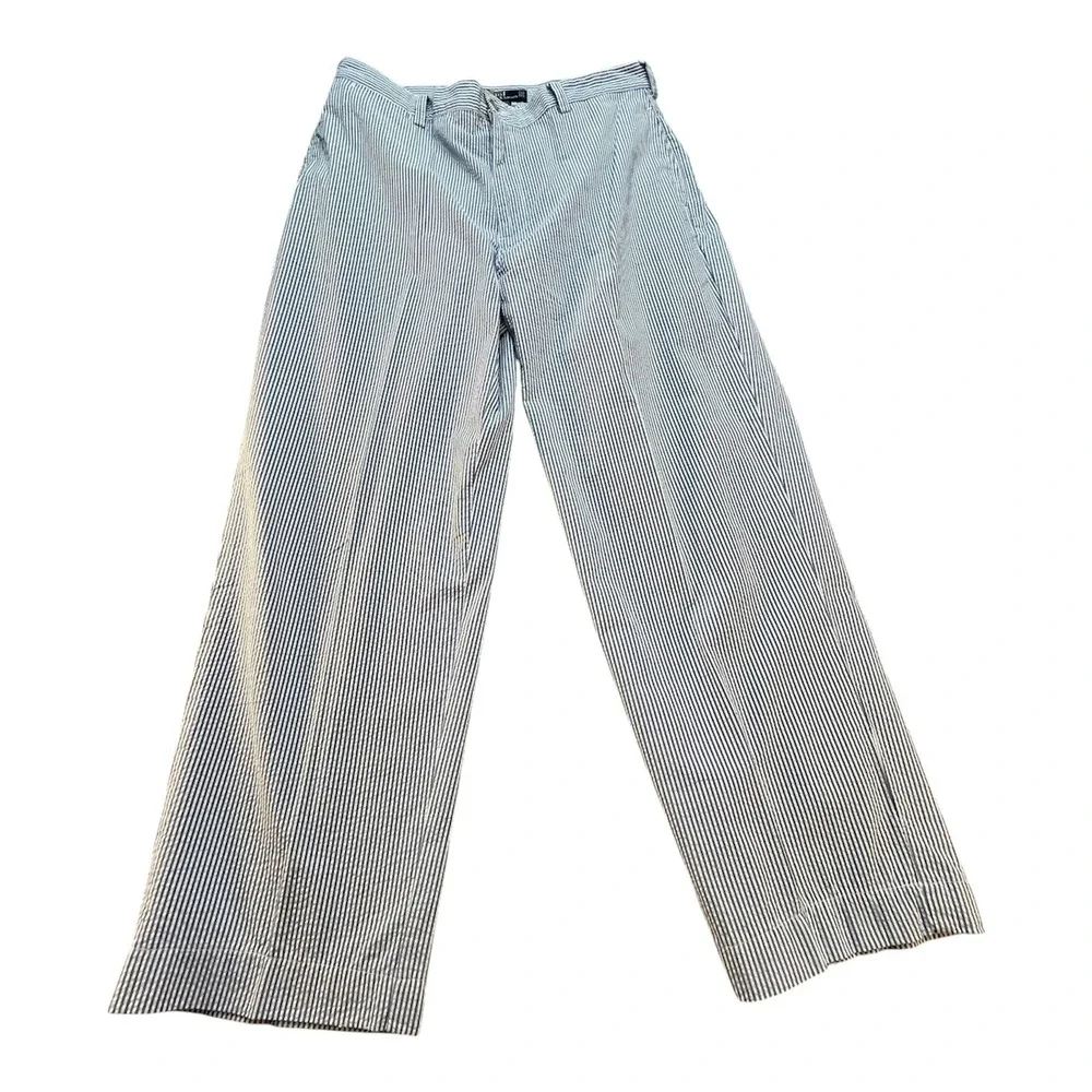Mens Polo Lauren Blue White Seersucker Striped Cotton Pants 36x30 Preppy Summer